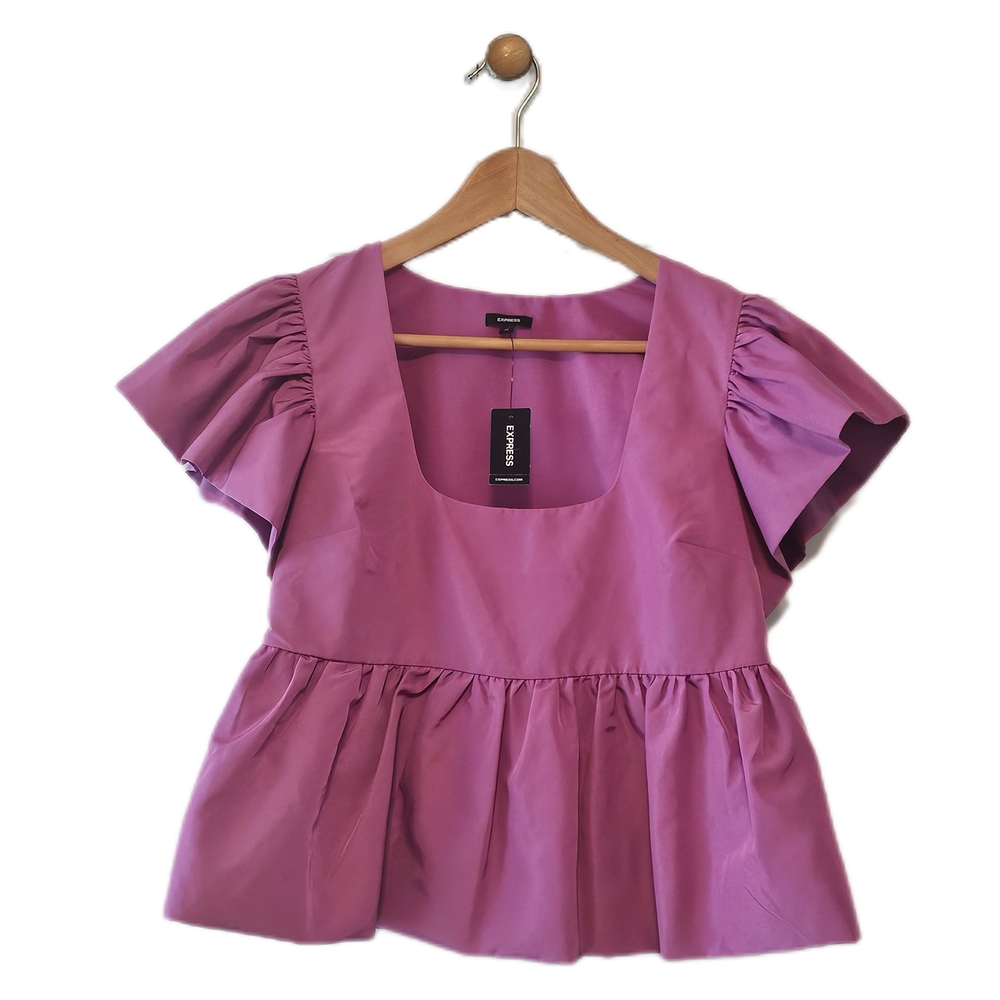 Topshop Lilac Ruffle Sleeve Blouse
